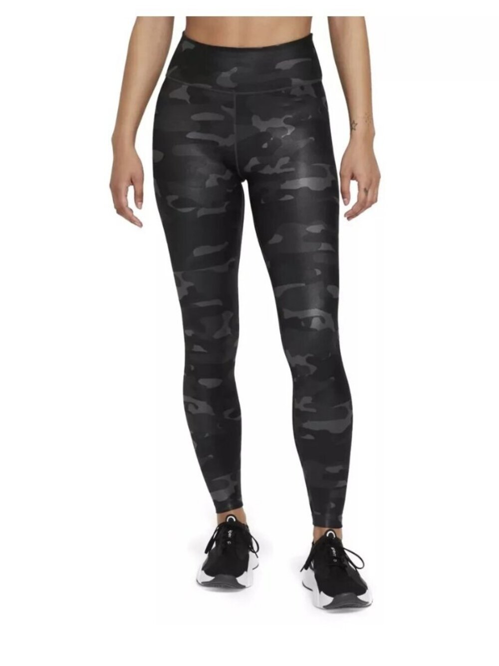 Nike Womens Dri-FIT One Mid-Rise Black Gray Camo Leggings XXS DD4559-070
